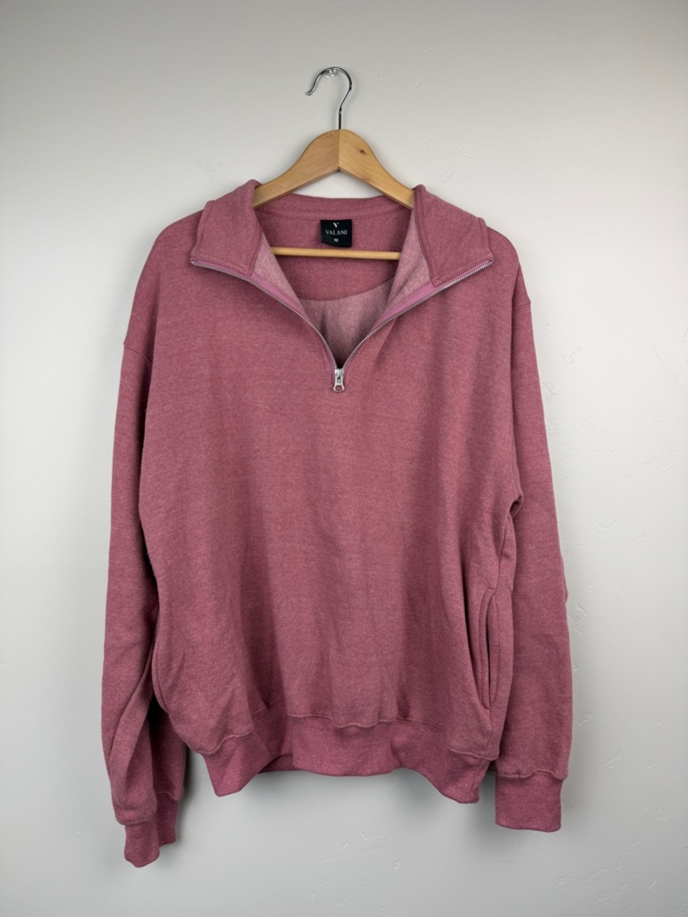 Valani Mauve Half Zip Fleece Lined Pullover Sweatshirt Size M